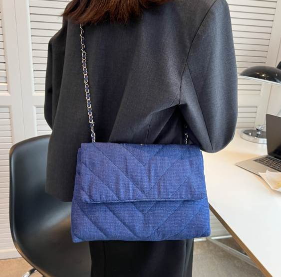 Luxury Denim Large Capacity Work Study Street Briefcase Tote Messenger Shoulder Bag Mssza