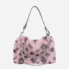 Luxury Design Faux Fur Leopard Print Fluffy Top Handle Chain Shoulder Clutch Bag Mssza
