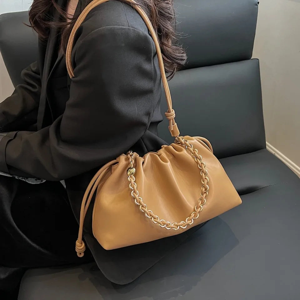 Luxury Design Soft PU Leather Dumpling Party Cloud Hobo Shoulder Crossbody Bag Mssza