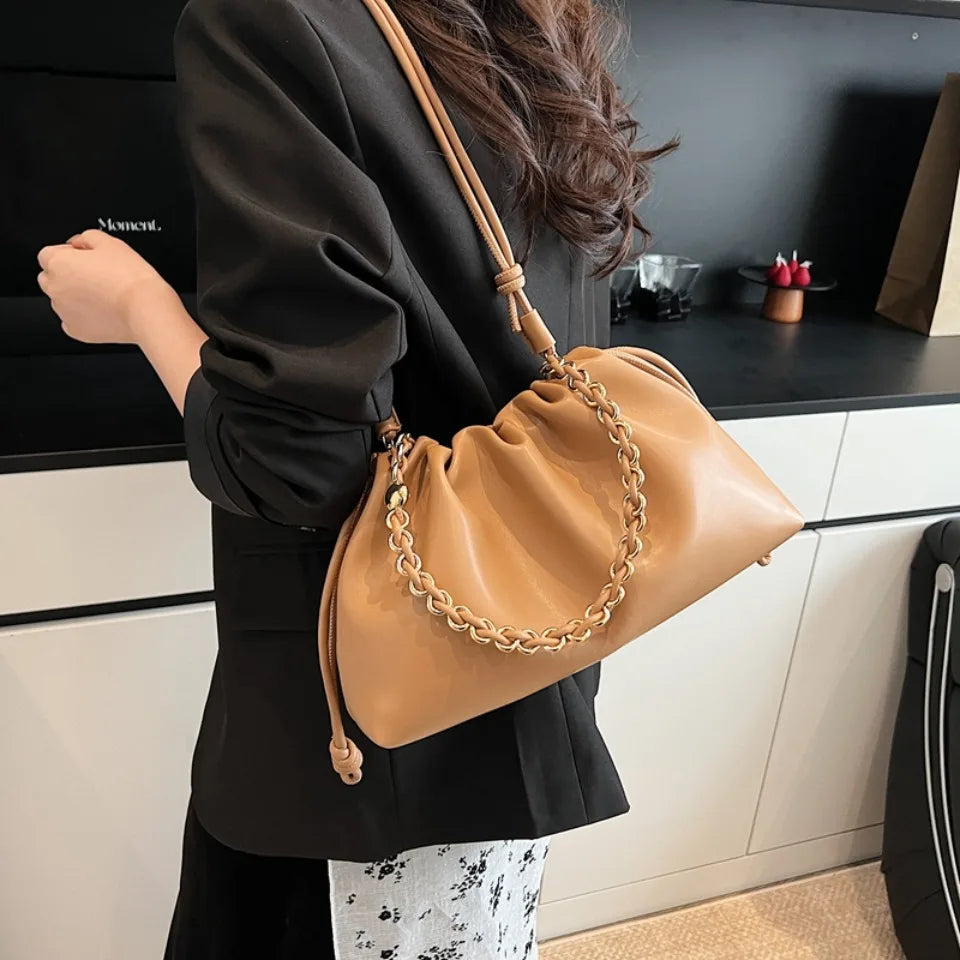 Luxury Design Soft PU Leather Dumpling Party Cloud Hobo Shoulder Crossbody Bag Mssza
