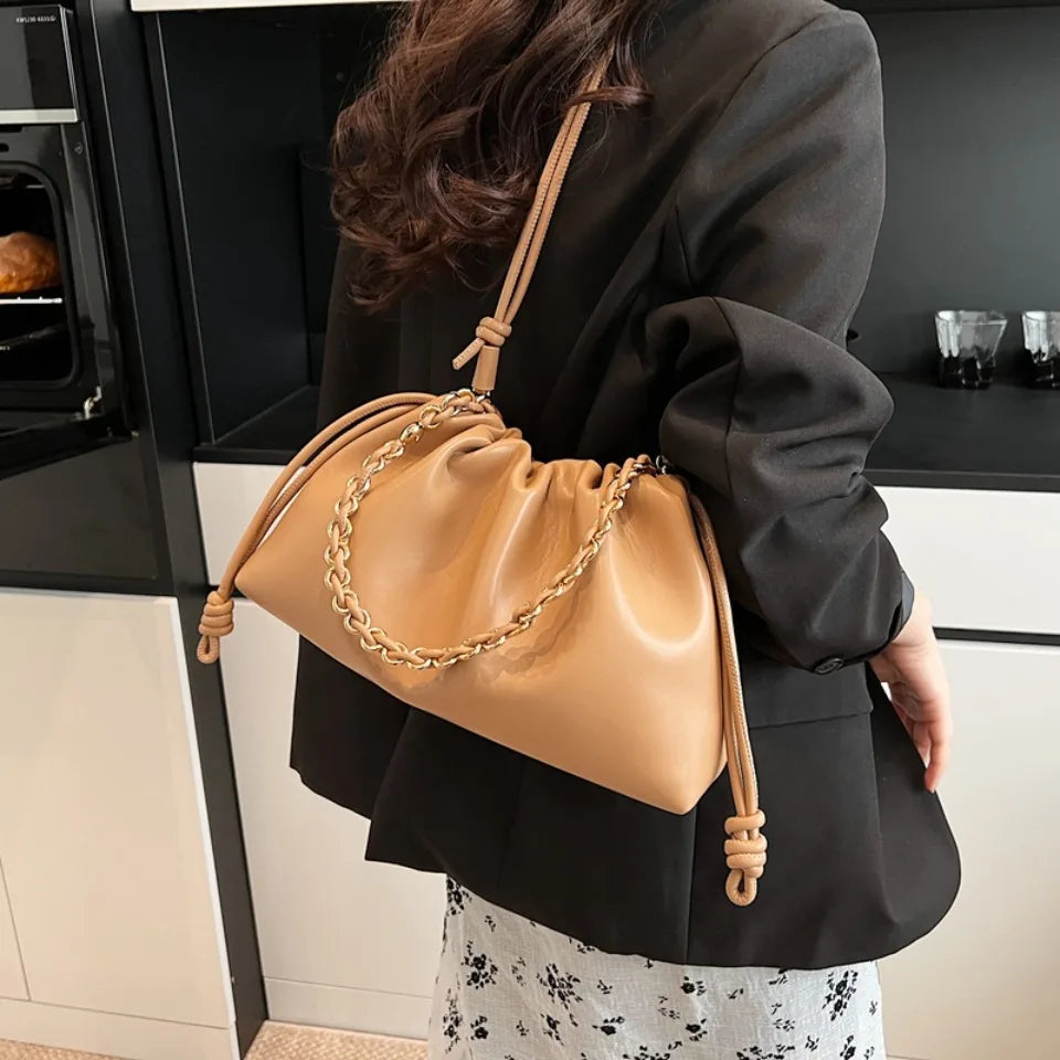 Luxury Design Soft PU Leather Dumpling Party Cloud Hobo Shoulder Crossbody Bag Mssza