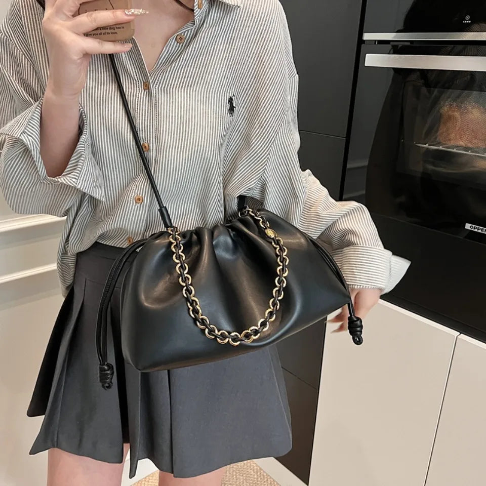 Luxury Design Soft PU Leather Dumpling Party Cloud Hobo Shoulder Crossbody Bag Mssza