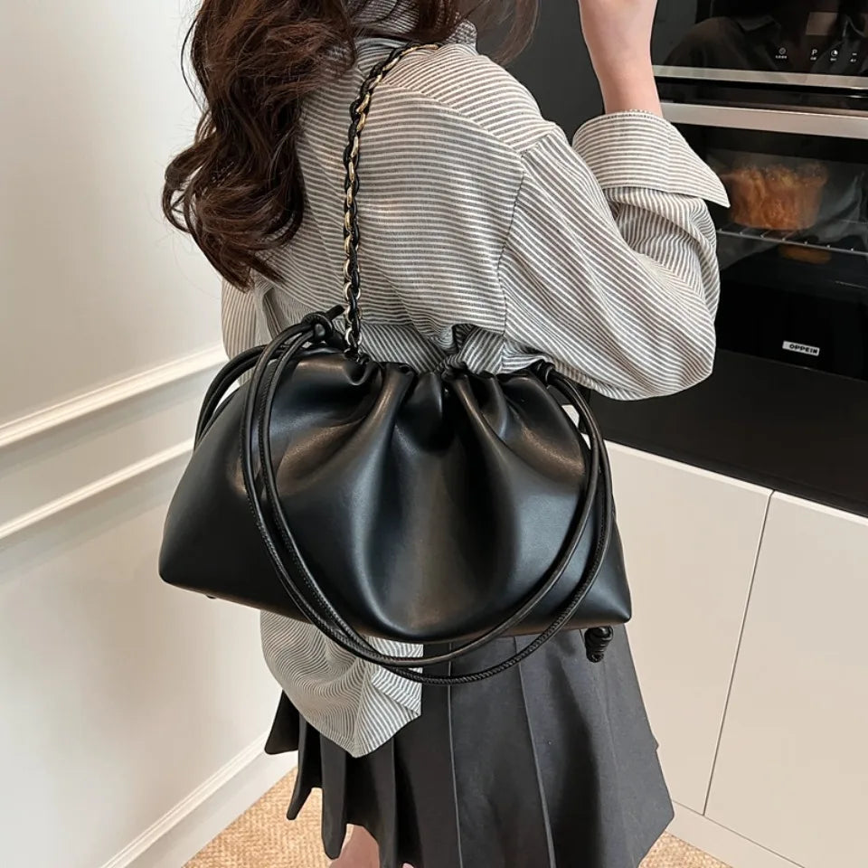 Luxury Design Soft PU Leather Dumpling Party Cloud Hobo Shoulder Crossbody Bag Mssza