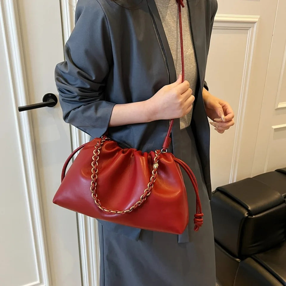 Luxury Design Soft PU Leather Dumpling Party Cloud Hobo Shoulder Crossbody Bag Mssza
