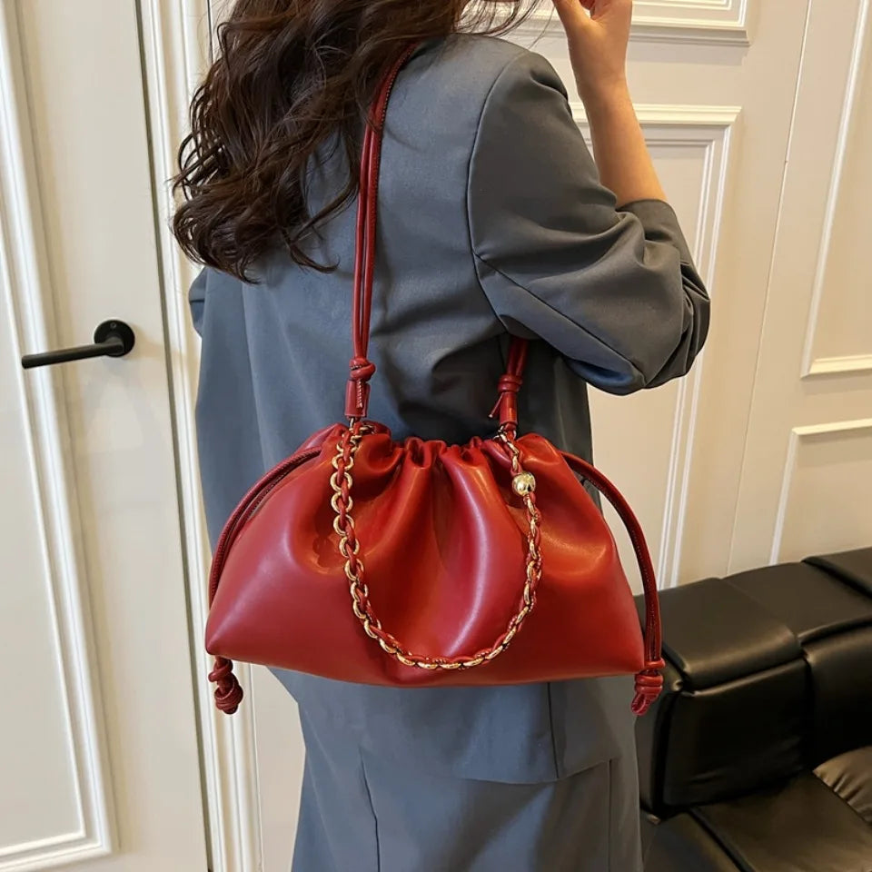 Luxury Design Soft PU Leather Dumpling Party Cloud Hobo Shoulder Crossbody Bag Mssza
