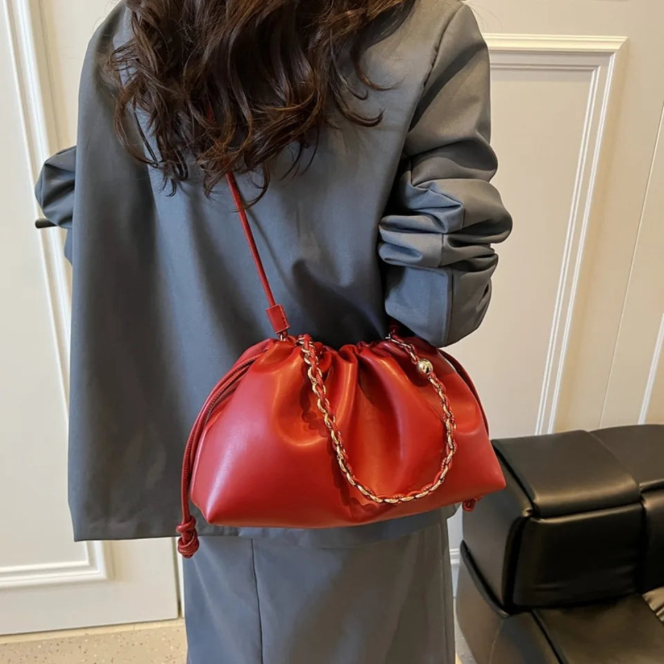 Luxury Design Soft PU Leather Dumpling Party Cloud Hobo Shoulder Crossbody Bag Mssza