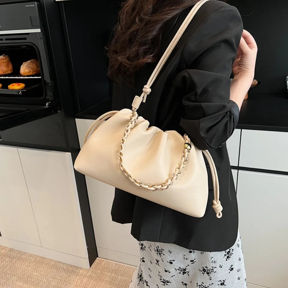 Luxury Design Soft PU Leather Dumpling Party Cloud Hobo Shoulder Crossbody Bag Mssza