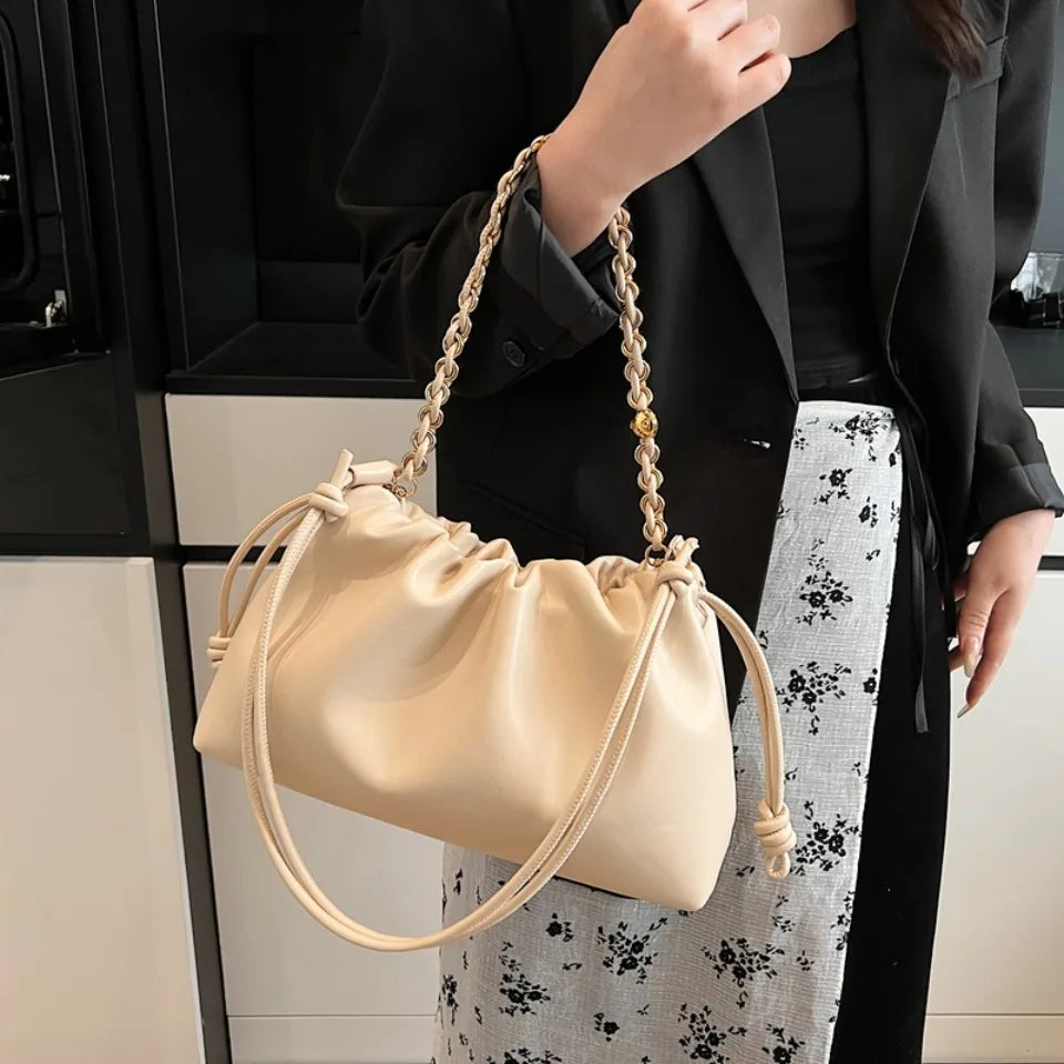 Luxury Design Soft PU Leather Dumpling Party Cloud Hobo Shoulder Crossbody Bag Mssza