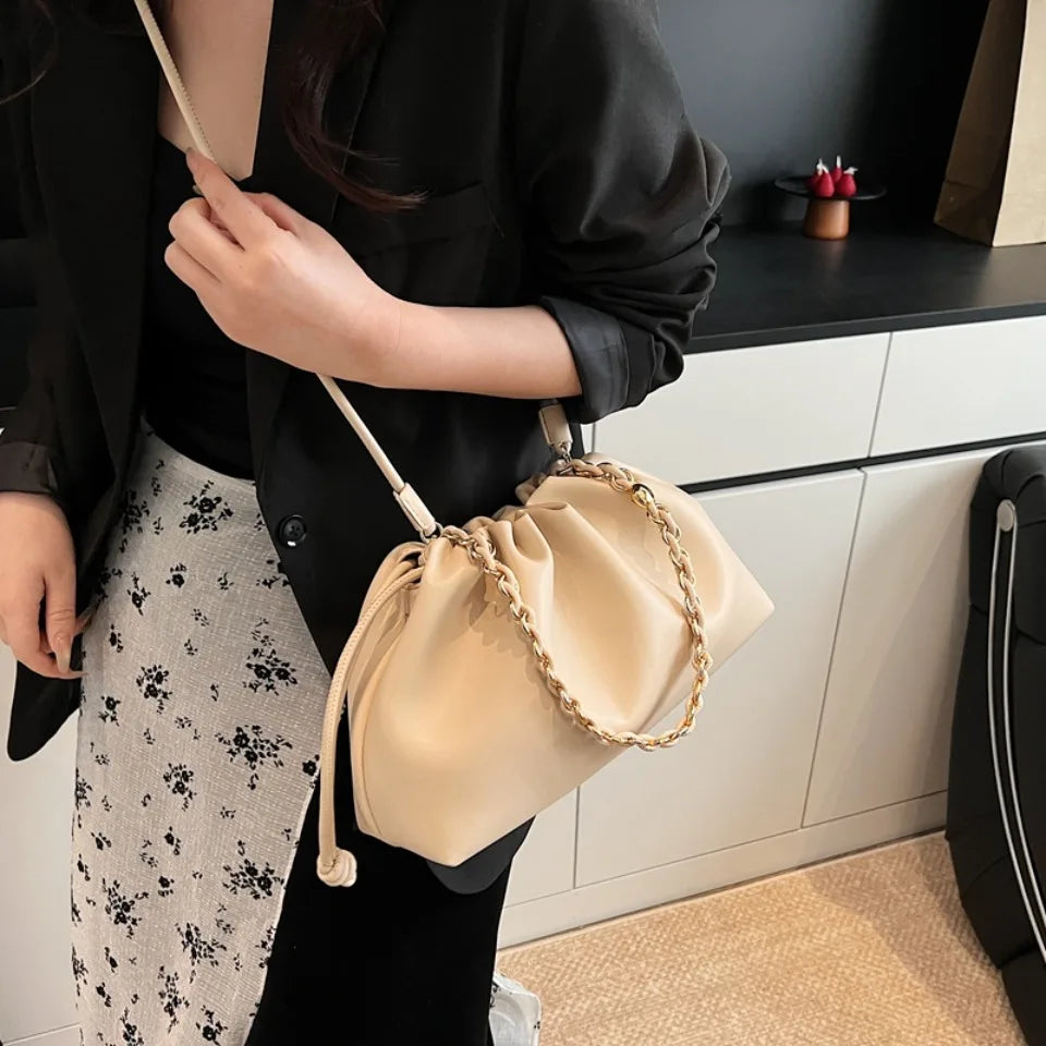 Luxury Design Soft PU Leather Dumpling Party Cloud Hobo Shoulder Crossbody Bag Mssza