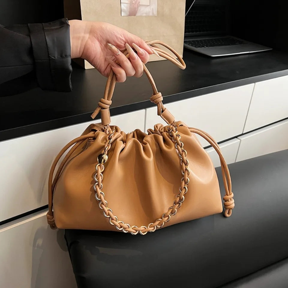 Luxury Design Soft PU Leather Dumpling Party Cloud Hobo Shoulder Crossbody Bag Mssza