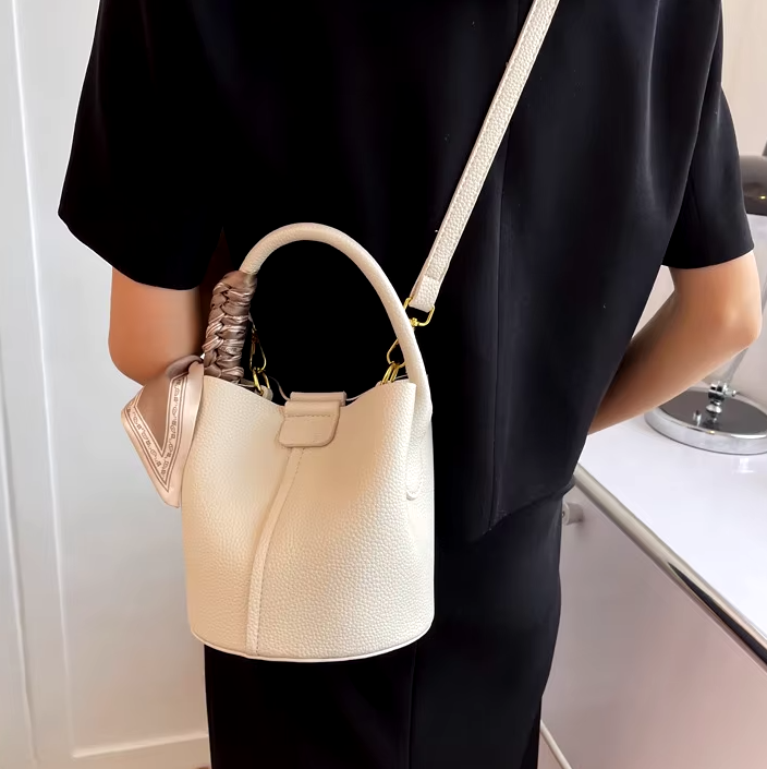 Luxury Design Solid Hasp Bucket PU Leather Crossbody Bags Mssza