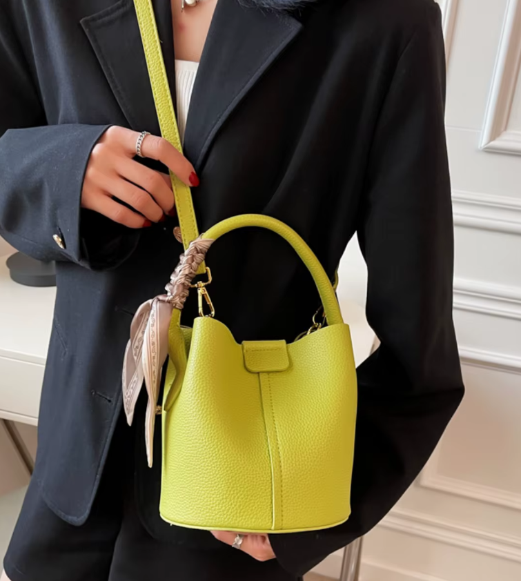 Luxury Design Solid Hasp Bucket PU Leather Crossbody Bags Mssza