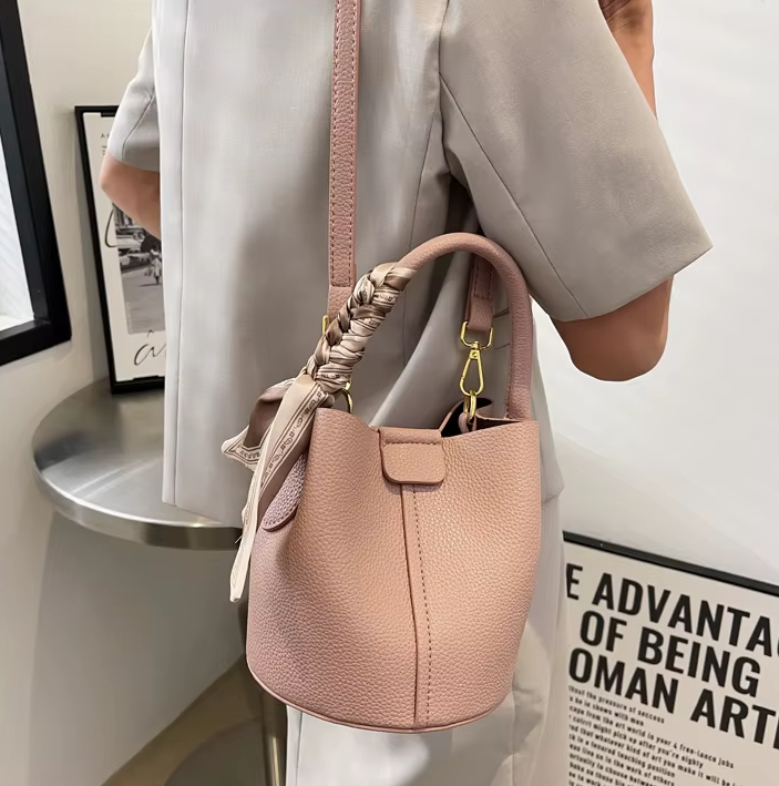 Luxury Design Solid Hasp Bucket PU Leather Crossbody Bags Mssza