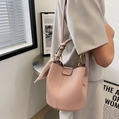 Luxury Design Solid Hasp Bucket PU Leather Crossbody Bags Mssza