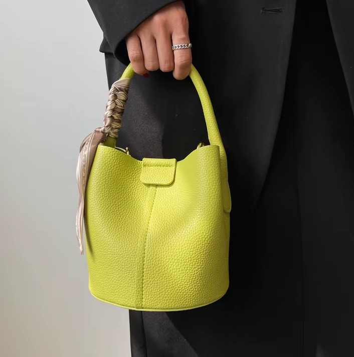 Luxury Design Solid Hasp Bucket PU Leather Crossbody Bags Mssza