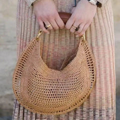 Luxury Designer Beach Straw Woven Sequined Handle Underarm Shoulder Handbag Mssza