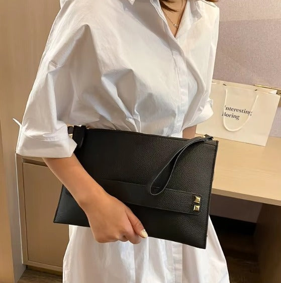 Luxury Designer Clutch PU Leather Evening Envelope Handbag Mssza