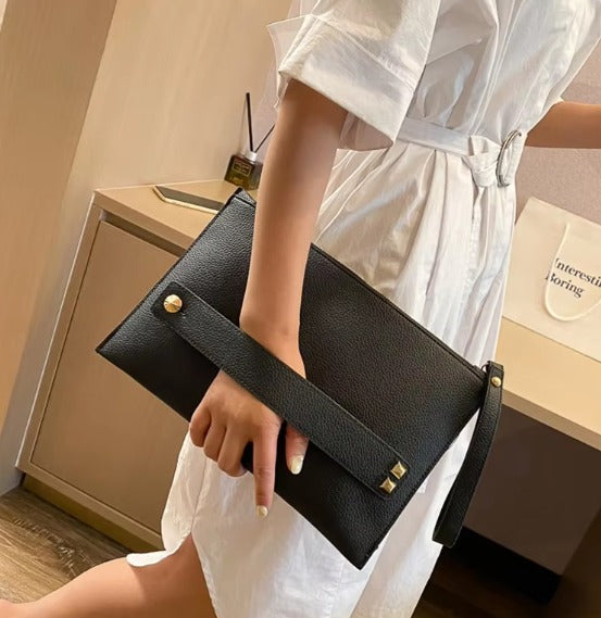 Luxury Designer Clutch PU Leather Evening Envelope Handbag Mssza
