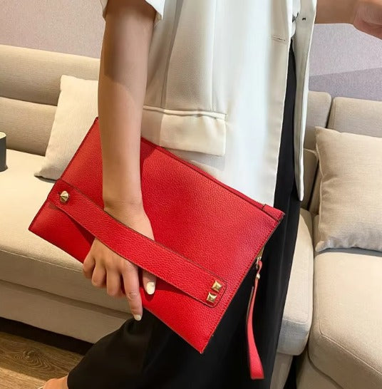 Luxury Designer Clutch PU Leather Evening Envelope Handbag Mssza