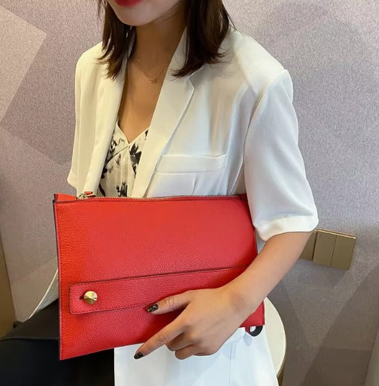 Luxury Designer Clutch PU Leather Evening Envelope Handbag Mssza