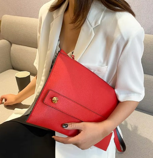 Luxury Designer Clutch PU Leather Evening Envelope Handbag Mssza