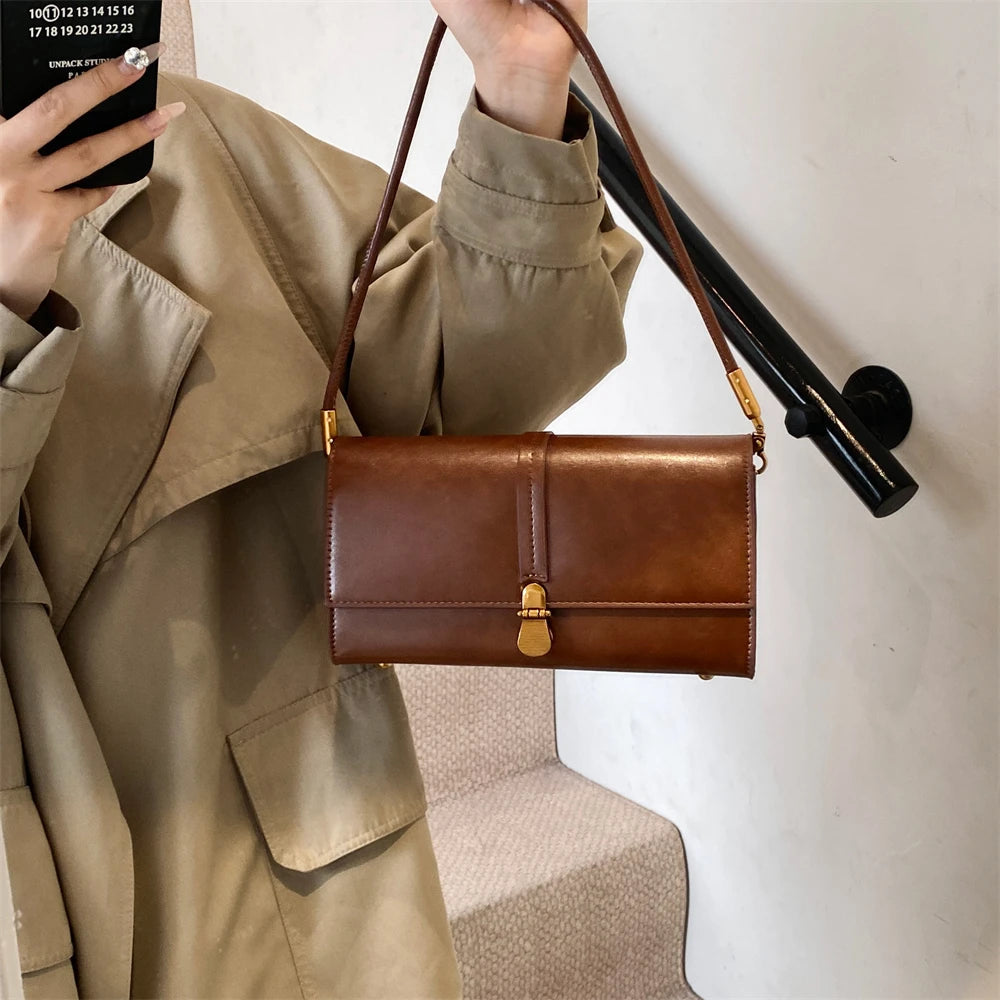 Luxury Designer Flap PU Leather Pure Color Small Square Shoulder Crossbody Messenger Bags Mssza