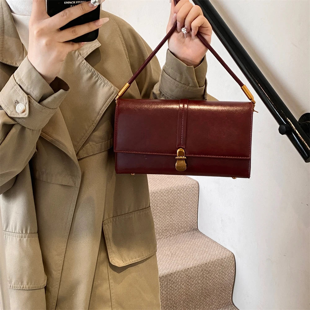 Luxury Designer Flap PU Leather Pure Color Small Square Shoulder Crossbody Messenger Bags Mssza