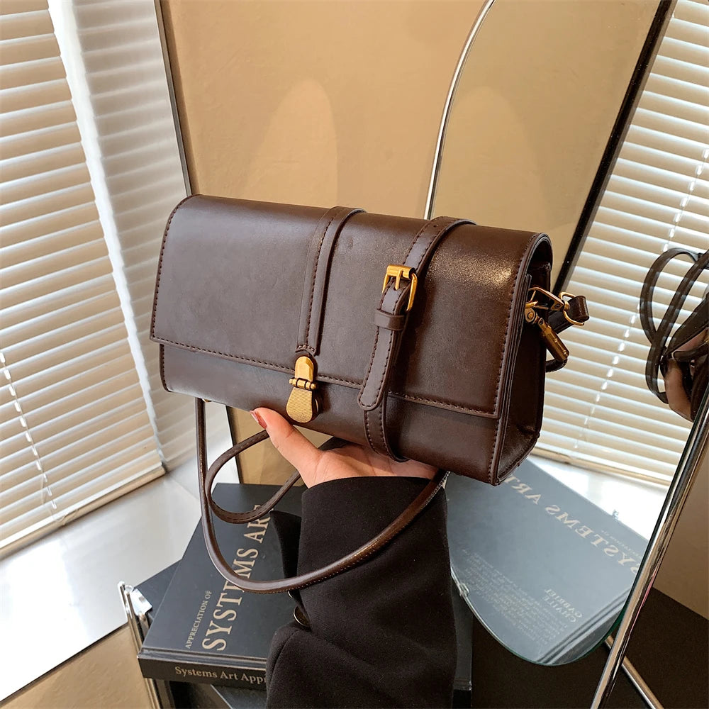 Luxury Designer Flap PU Leather Pure Color Small Square Shoulder Crossbody Messenger Bags Mssza