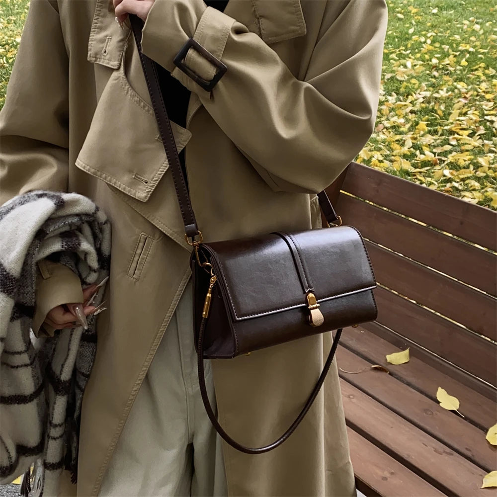 Luxury Designer Flap PU Leather Pure Color Small Square Shoulder Crossbody Messenger Bags Mssza