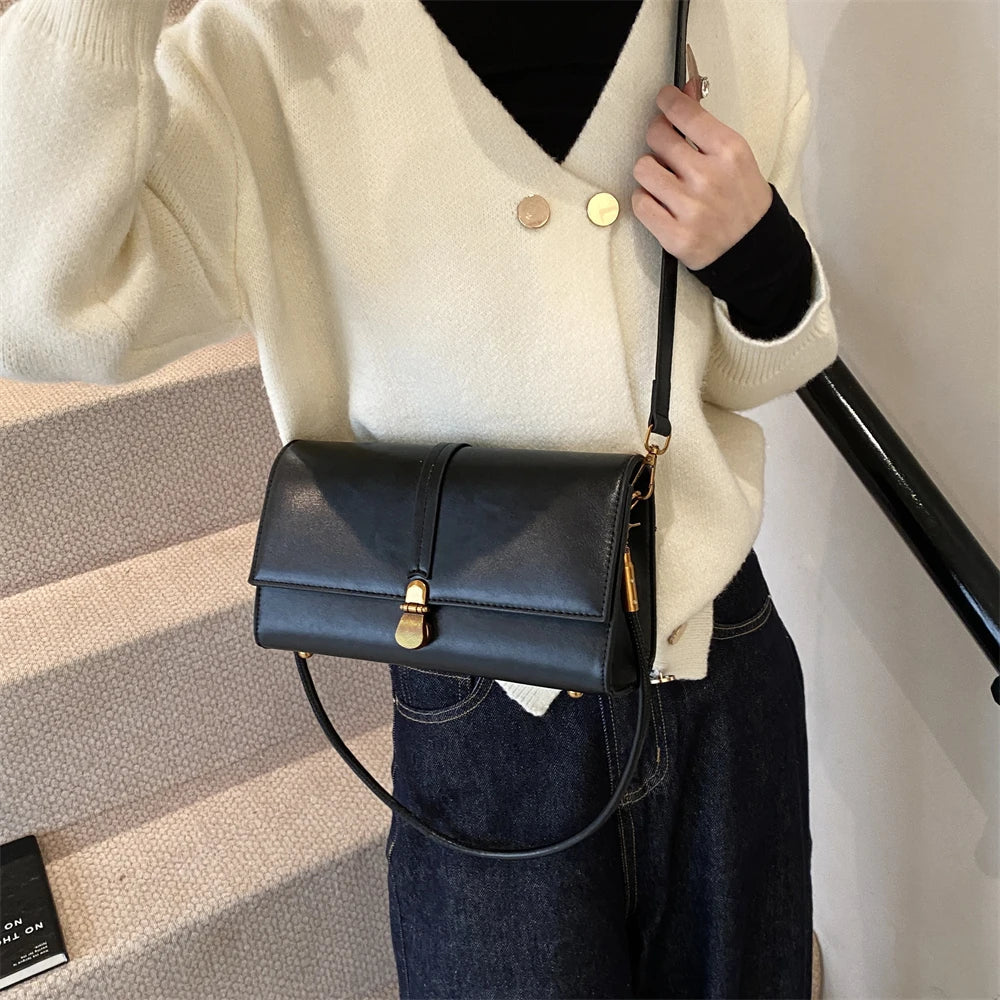 Luxury Designer Flap PU Leather Pure Color Small Square Shoulder Crossbody Messenger Bags Mssza