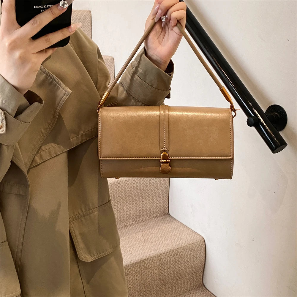 Luxury Designer Flap PU Leather Pure Color Small Square Shoulder Crossbody Messenger Bags Mssza