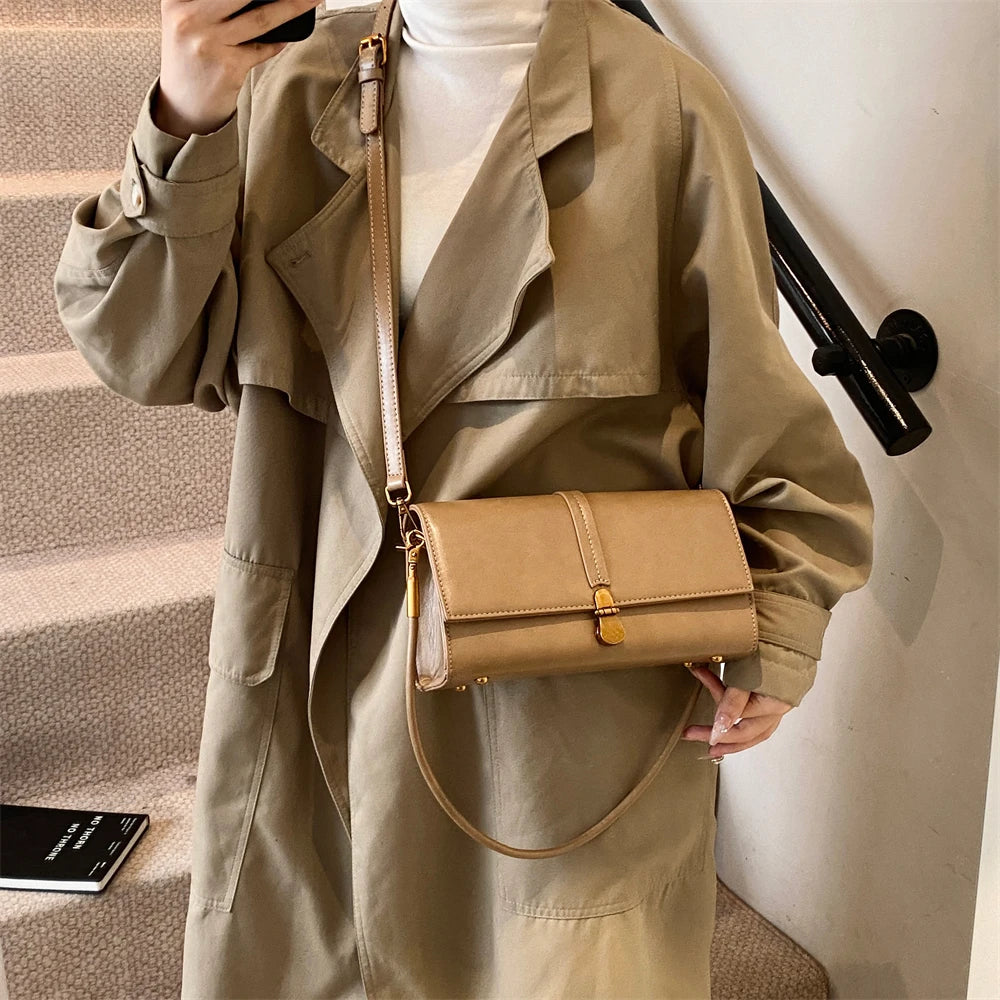 Luxury Designer Flap PU Leather Pure Color Small Square Shoulder Crossbody Messenger Bags Mssza