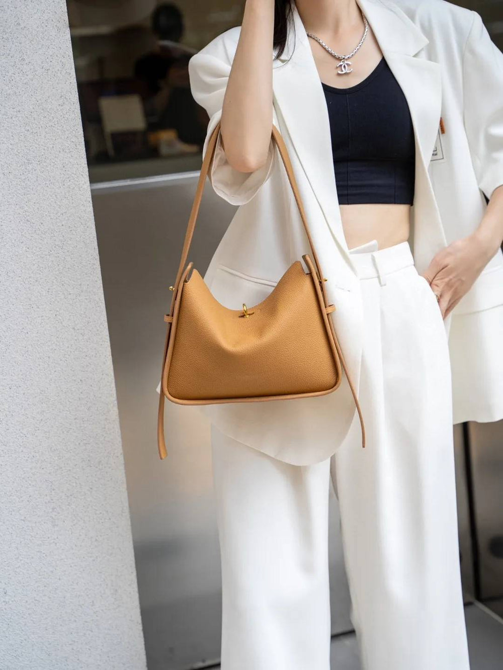 Luxury Designer Head Layer Cowhide Leather Wide Shoulder Strap Large Capacit Shoulder Crossbody Armpit Bag Mssza