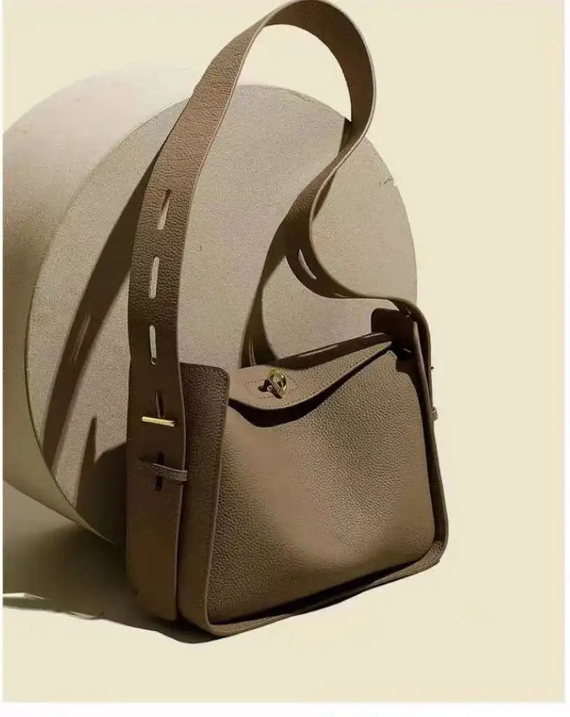Luxury Designer Head Layer Cowhide Leather Wide Shoulder Strap Large Capacit Shoulder Crossbody Armpit Bag Mssza