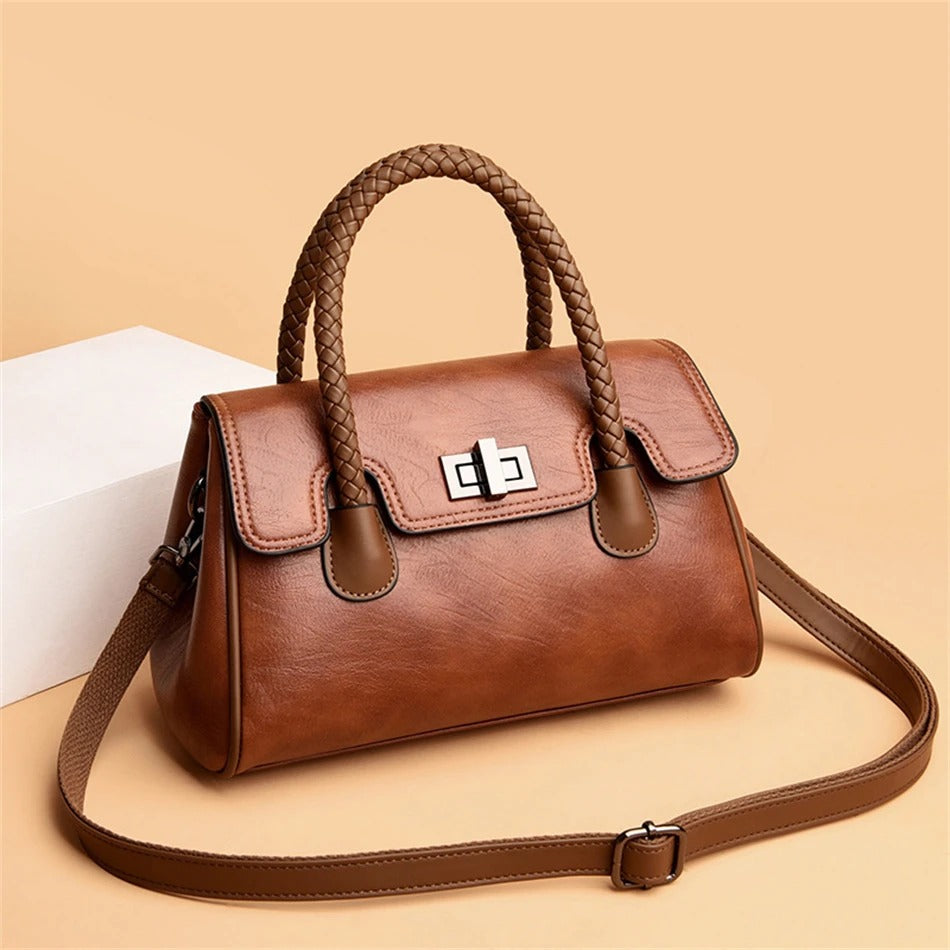 Luxury Designer High Quality Soft Leather Large Capacity Handbag Mssza
