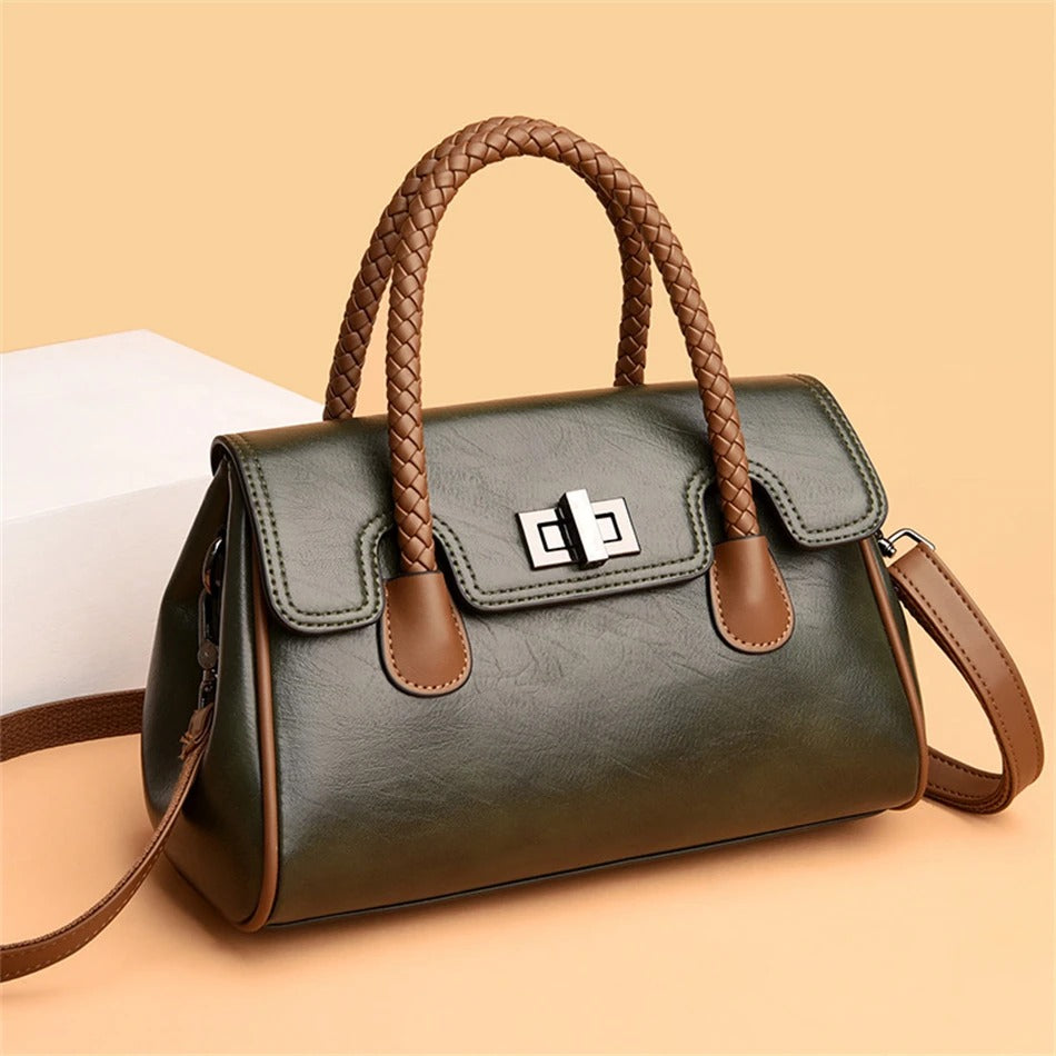 Luxury Designer High Quality Soft Leather Large Capacity Handbag Mssza