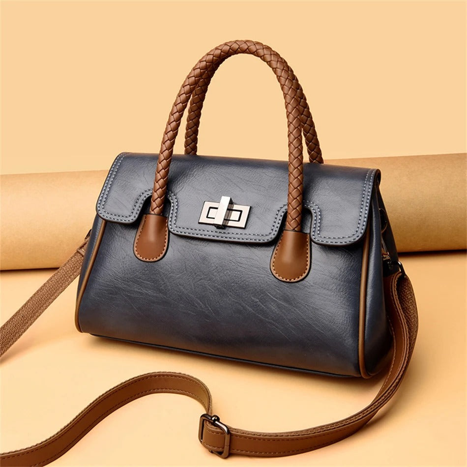 Luxury Designer High Quality Soft Leather Large Capacity Handbag Mssza