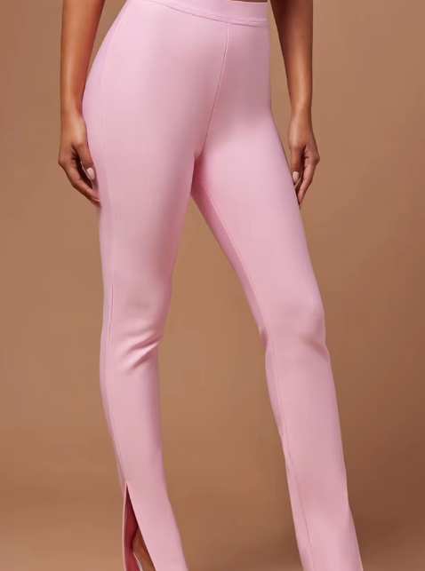 Luxury Designer Mesh Crystal Beading Two Piece Pants Bandage Set Mssza