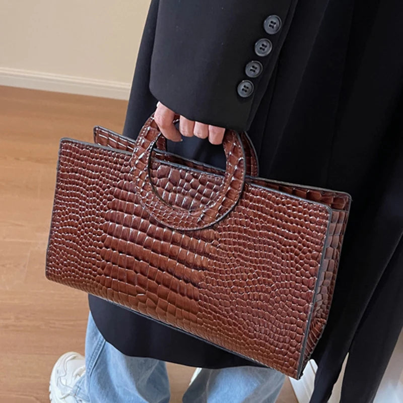 Luxury Designer PU Leather Crocodile Pattern Versatile Shoulder Crossbody Bag Mssza