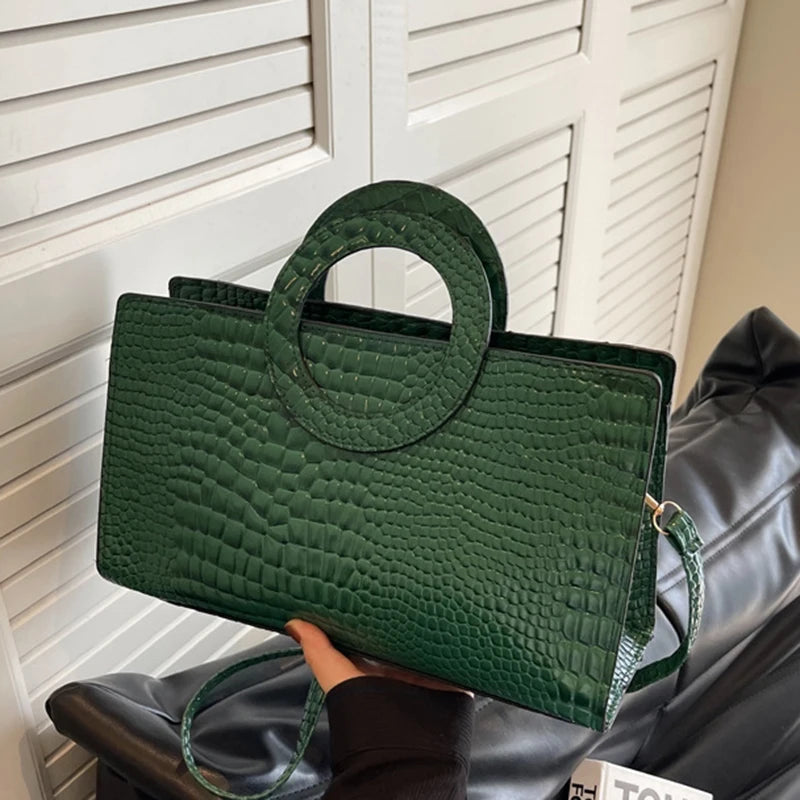 Luxury Designer PU Leather Crocodile Pattern Versatile Shoulder Crossbody Bag Mssza