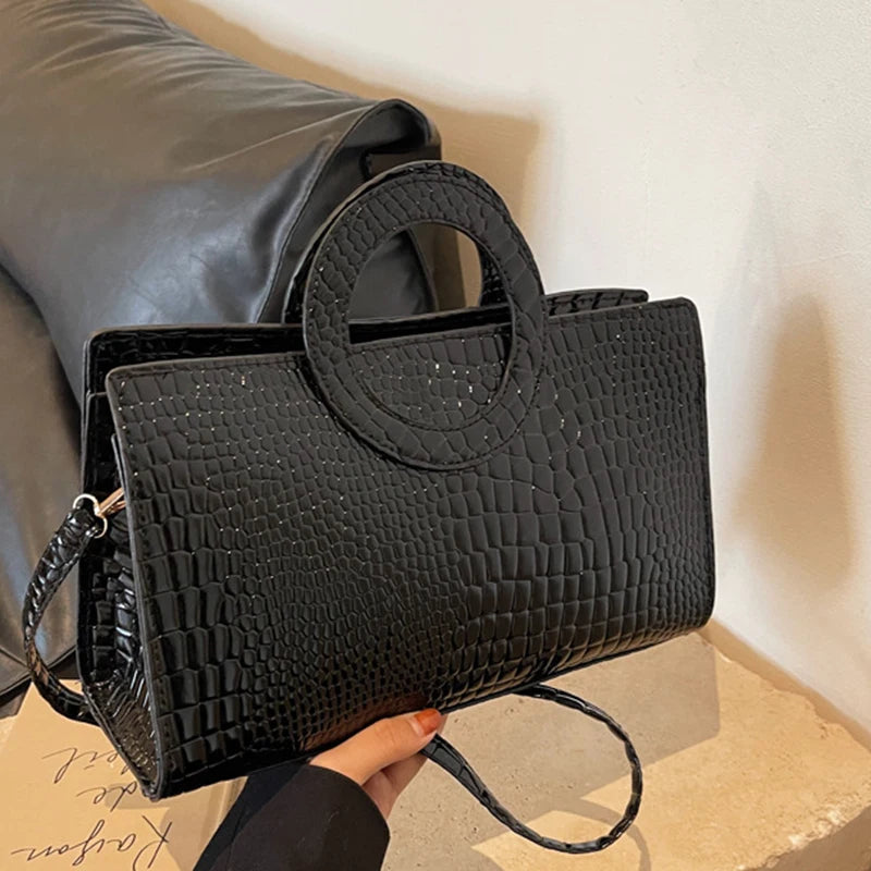 Luxury Designer PU Leather Crocodile Pattern Versatile Shoulder Crossbody Bag Mssza
