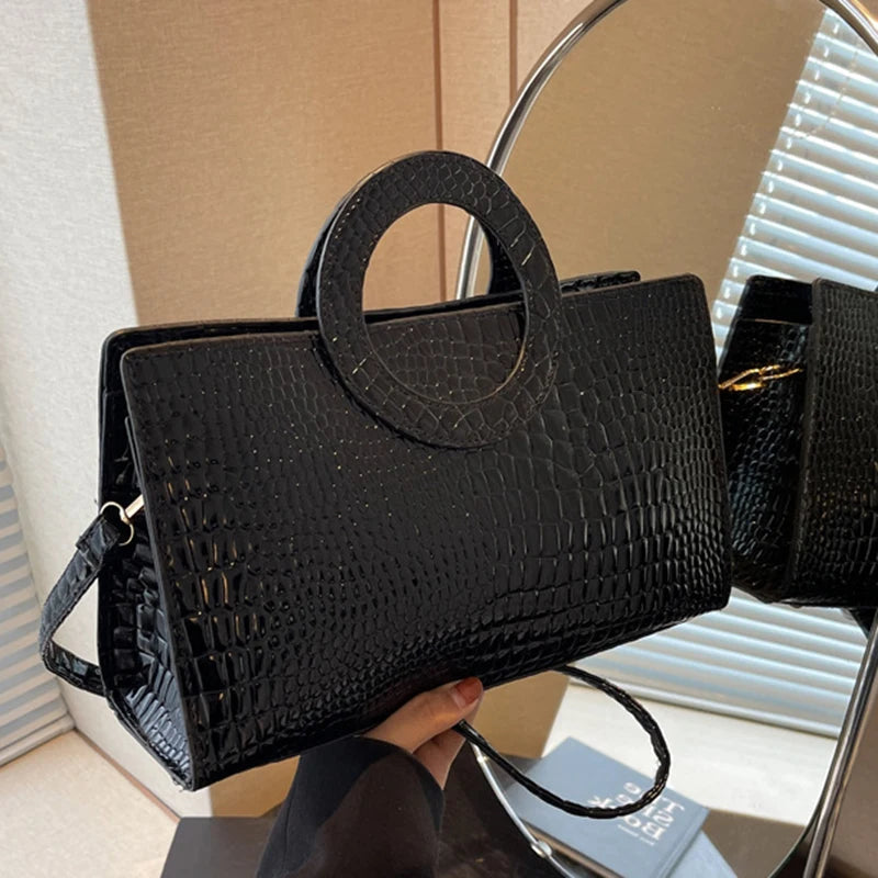 Luxury Designer PU Leather Crocodile Pattern Versatile Shoulder Crossbody Bag Mssza