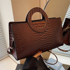Luxury Designer PU Leather Crocodile Pattern Versatile Shoulder Crossbody Bag Mssza
