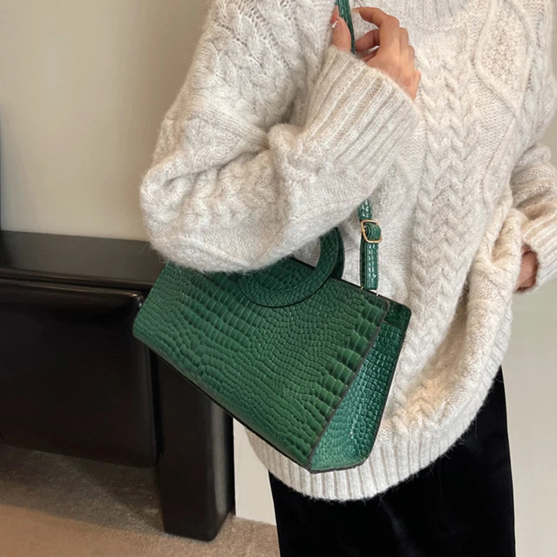 Luxury Designer PU Leather Crocodile Pattern Versatile Shoulder Crossbody Bag Mssza