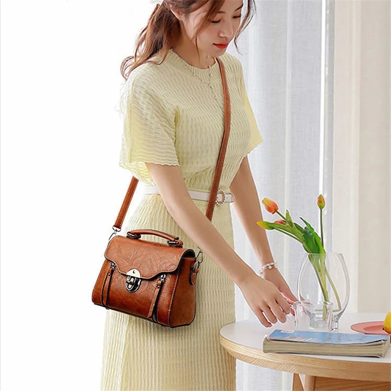 Luxury Designer PU Leather Flap High Quality Small Square Crossbody Shoulder Bag Mssza