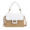 Luxury Designer Pleated Handle Straw Beach Contrast Color Crossbody Bag Mssza