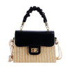 Luxury Designer Pleated Handle Straw Beach Contrast Color Crossbody Bag Mssza