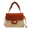 Luxury Designer Pleated Handle Straw Beach Contrast Color Crossbody Bag Mssza