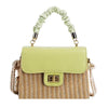 Luxury Designer Pleated Handle Straw Beach Contrast Color Crossbody Bag Mssza