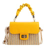 Luxury Designer Pleated Handle Straw Beach Contrast Color Crossbody Bag Mssza